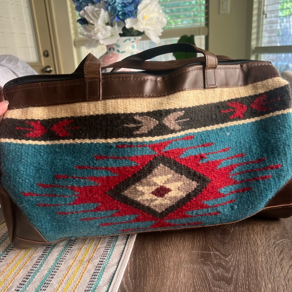 Leather Tribal Travel Tote